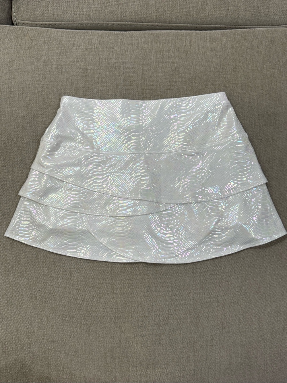 Lucky in Love Iridescent White Python Scallop Tennis Skirt/Skort - Picture 8 of 8